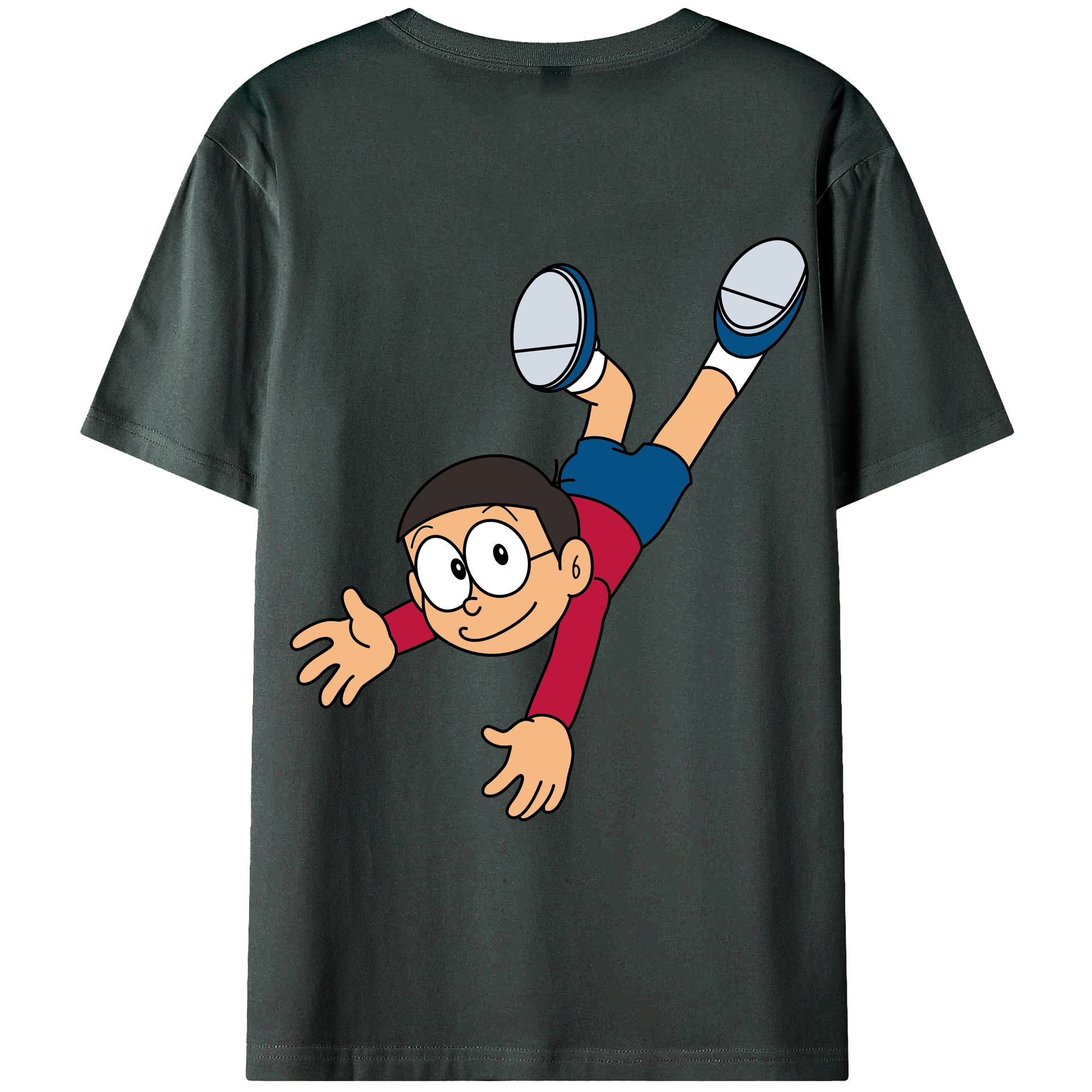 （画像用） ドラえもん 野比 のび太 Doraemon Nobita Nobi 綿100％ メンズ半袖Tシャツ（バックプリント） 通気性